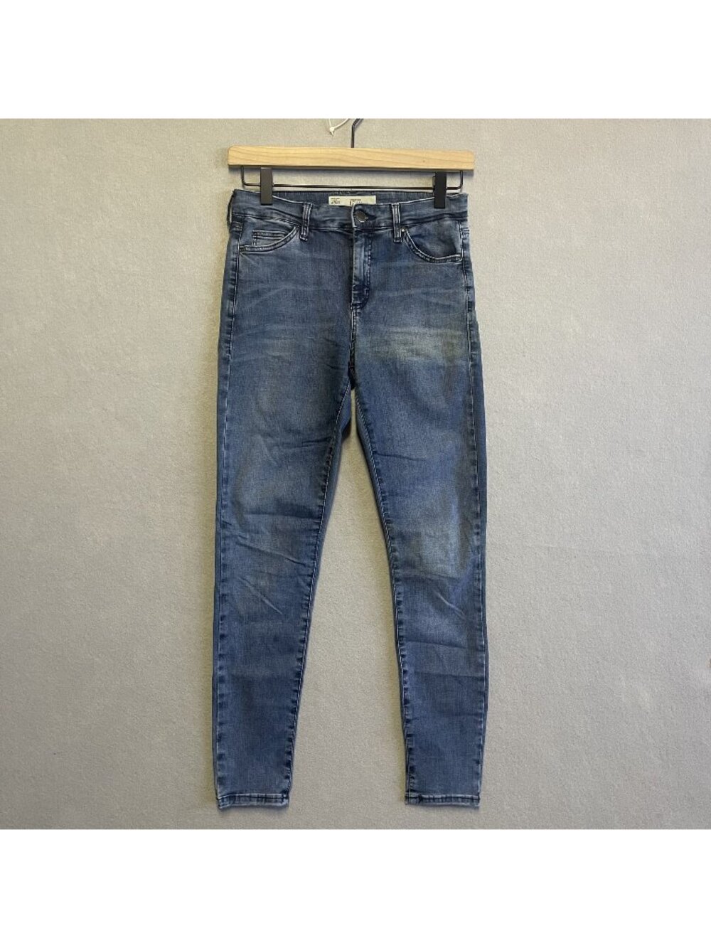 Topshop Moto Leigh Skinny Jeans W26 L30 Mid Blue Wash Stretch Denim